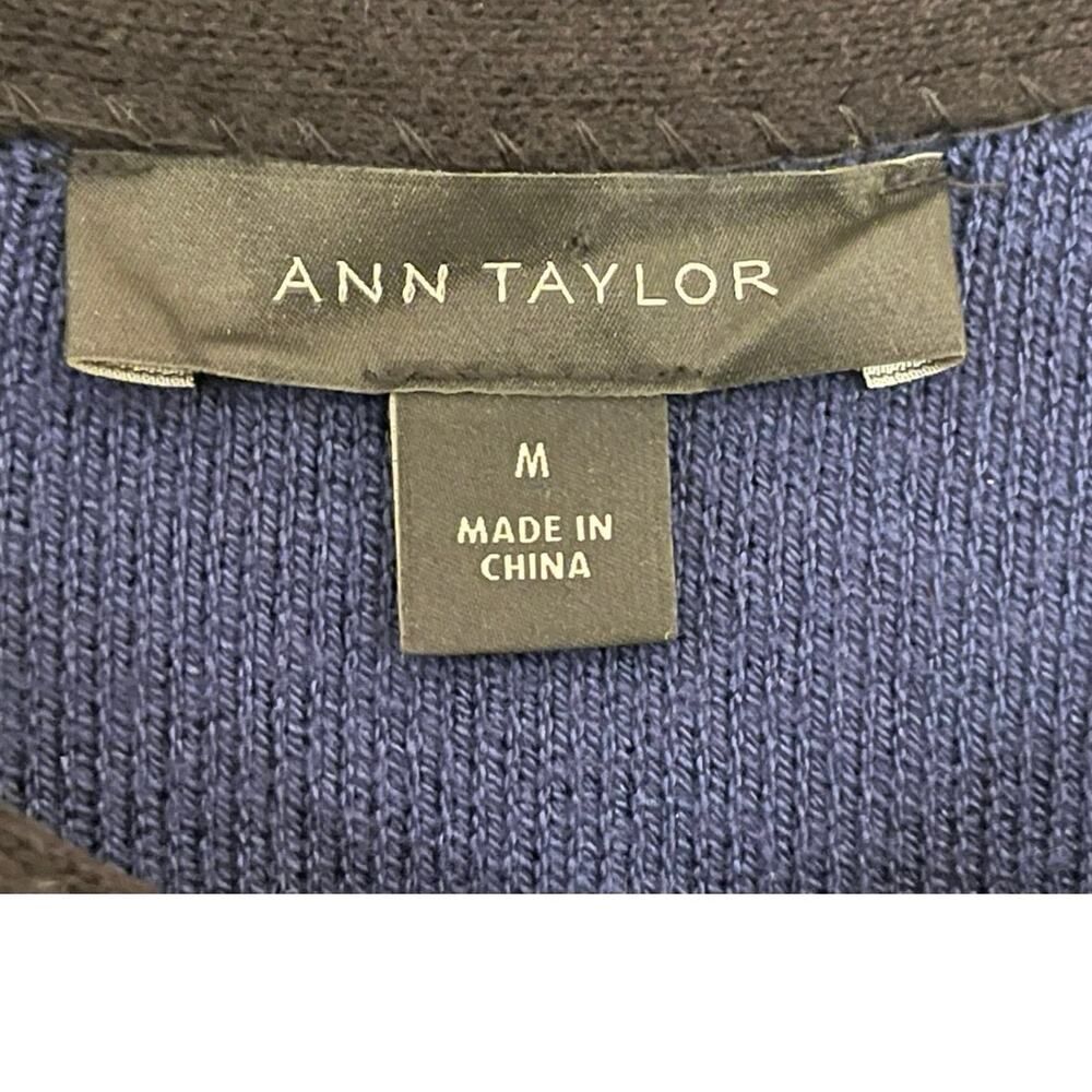 Ann Taylor Black & Blue Long Sleeve Cardigan Long Length- Size Medium - Picture 6 of 7